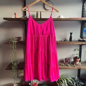 Naked Zebra Hot Pink V-Neck Dress